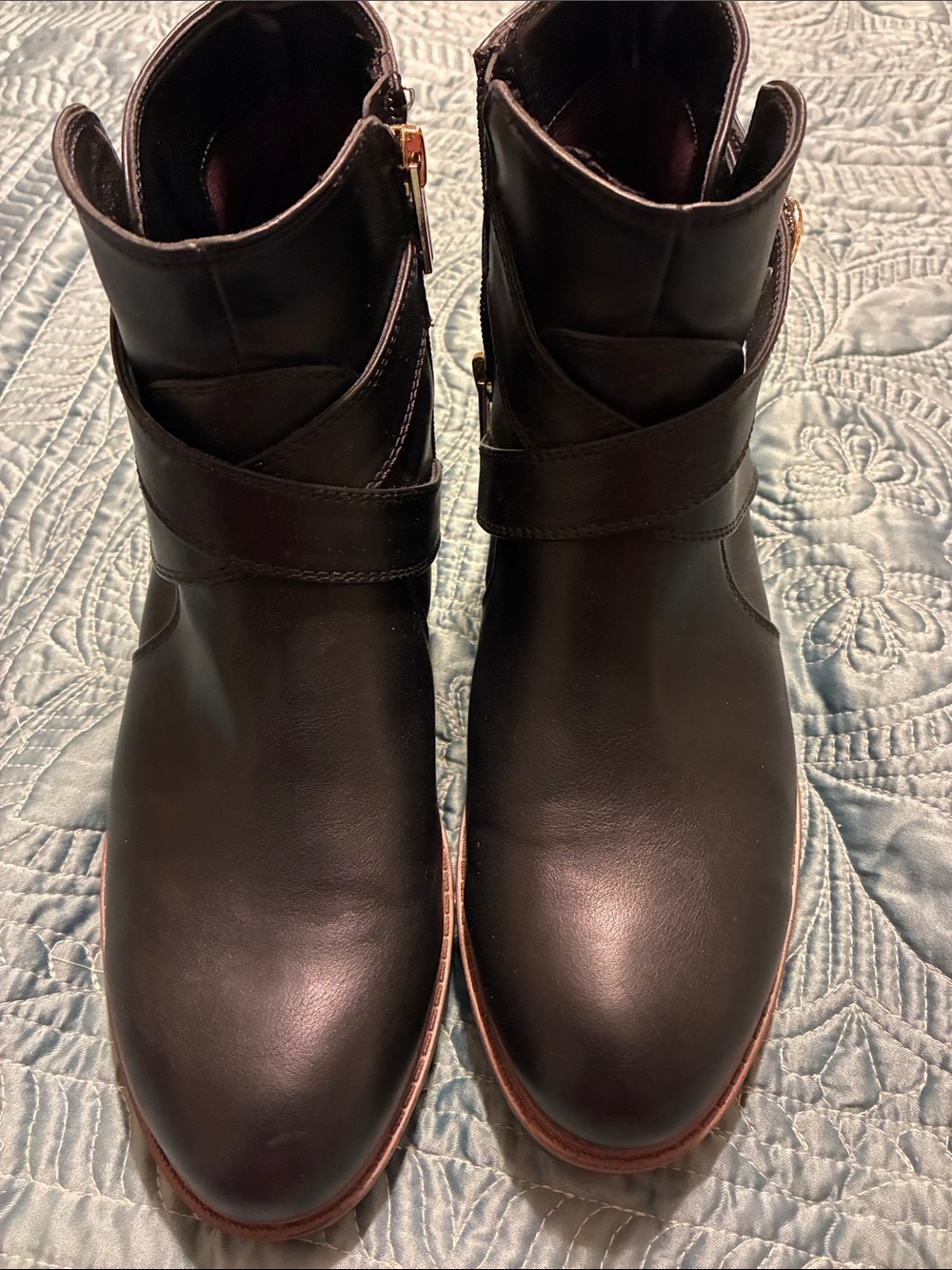 Tommy Hilfiger Black Ankle Boots with Gold Logo Accent  Worn only once!